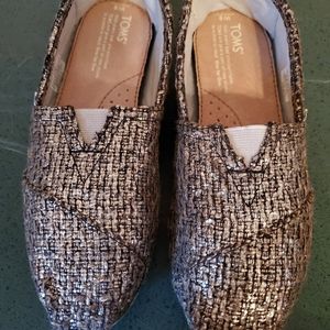 TOMS Classic Silver Glitter Wool - Size 6